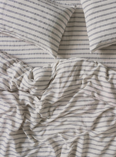 Ivory Kemptown Stripe 100% Linen Duvet Cover