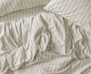 Mellow Green Slumber Stripe Cotton Duvet Cover