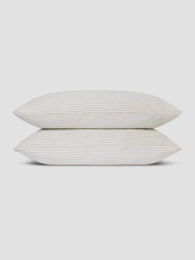 Oatmeal Stripe 100% Linen Pillowcases (Pair) - alternate image