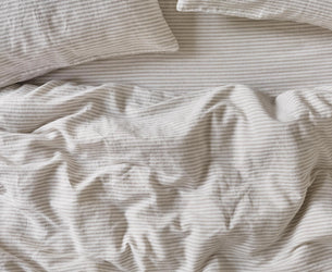 Housse de couette en mélange lin et coton flammé couleur avoine