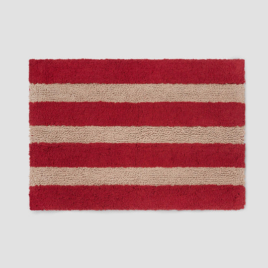 Sandstone Red Pembroke Stripe Cotton Bath Mat