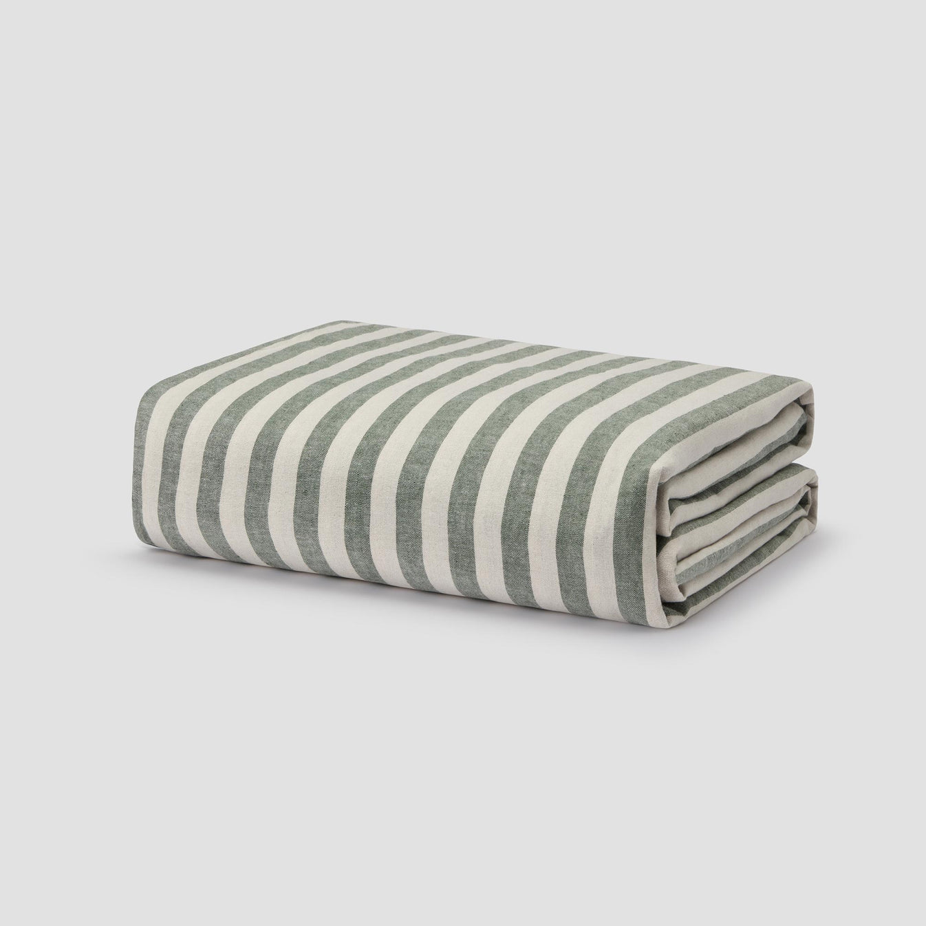 Fern Green Pembroke Stripe Linen Blend Duvet Cover Piglet in Bed UK
