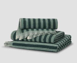 Pine Green Pembroke Stripe Cotton Towels
