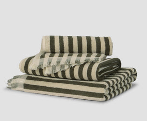 Olive Green Pembroke Stripe Cotton Towels