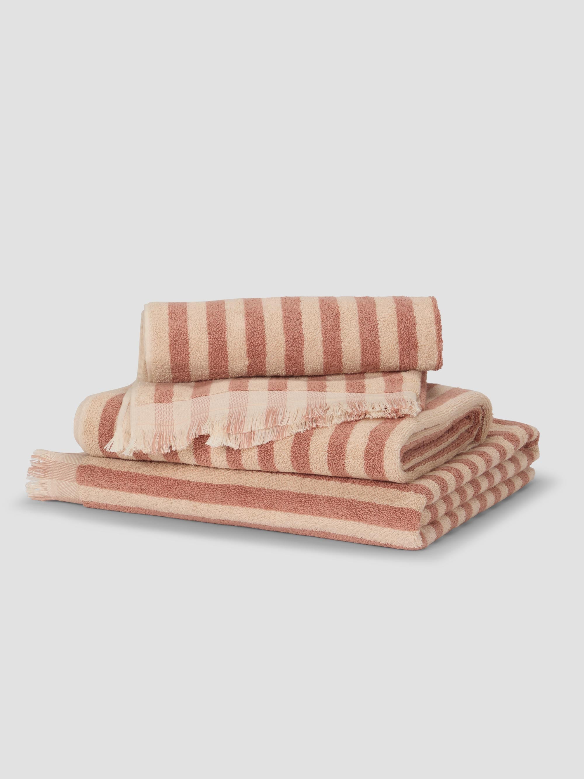 Shell Pembroke Stripe Cotton Towels