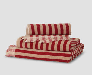 Sandstone Red Pembroke Stripe Cotton Towels