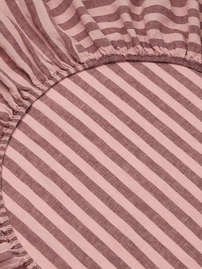 Rhubarb & Rose Pembroke Stripe 100% Linen Fitted Sheet