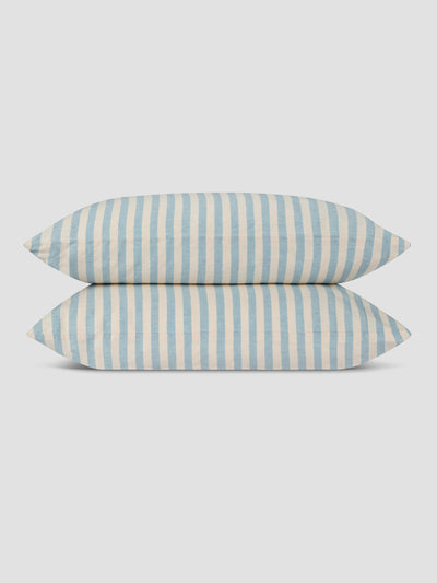 Coastal Blue Pembroke Stripe 100% Linen Pillowcase (Pair) - alternate image