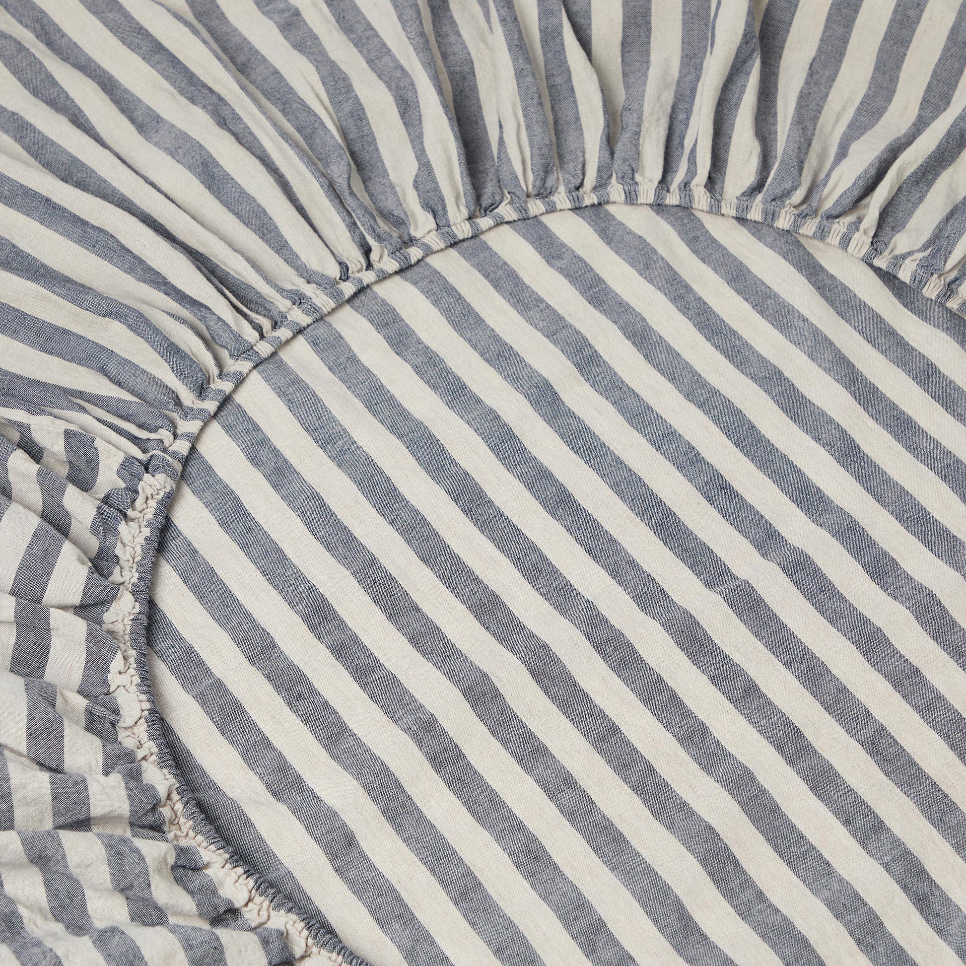 Atlantic Pembroke Stripe Linen Blend Fitted Sheet