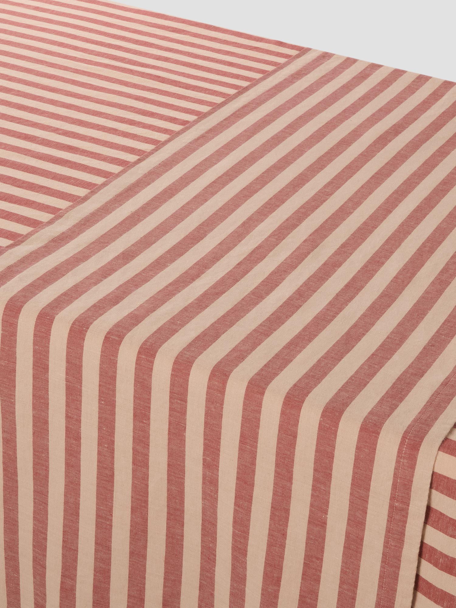 Sandstone Red Pembroke Stripe Linen Blend Table Runner