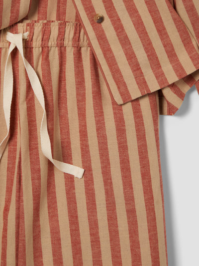 Sandstone Red Pembroke Stripe Linen Blend Trouser Set