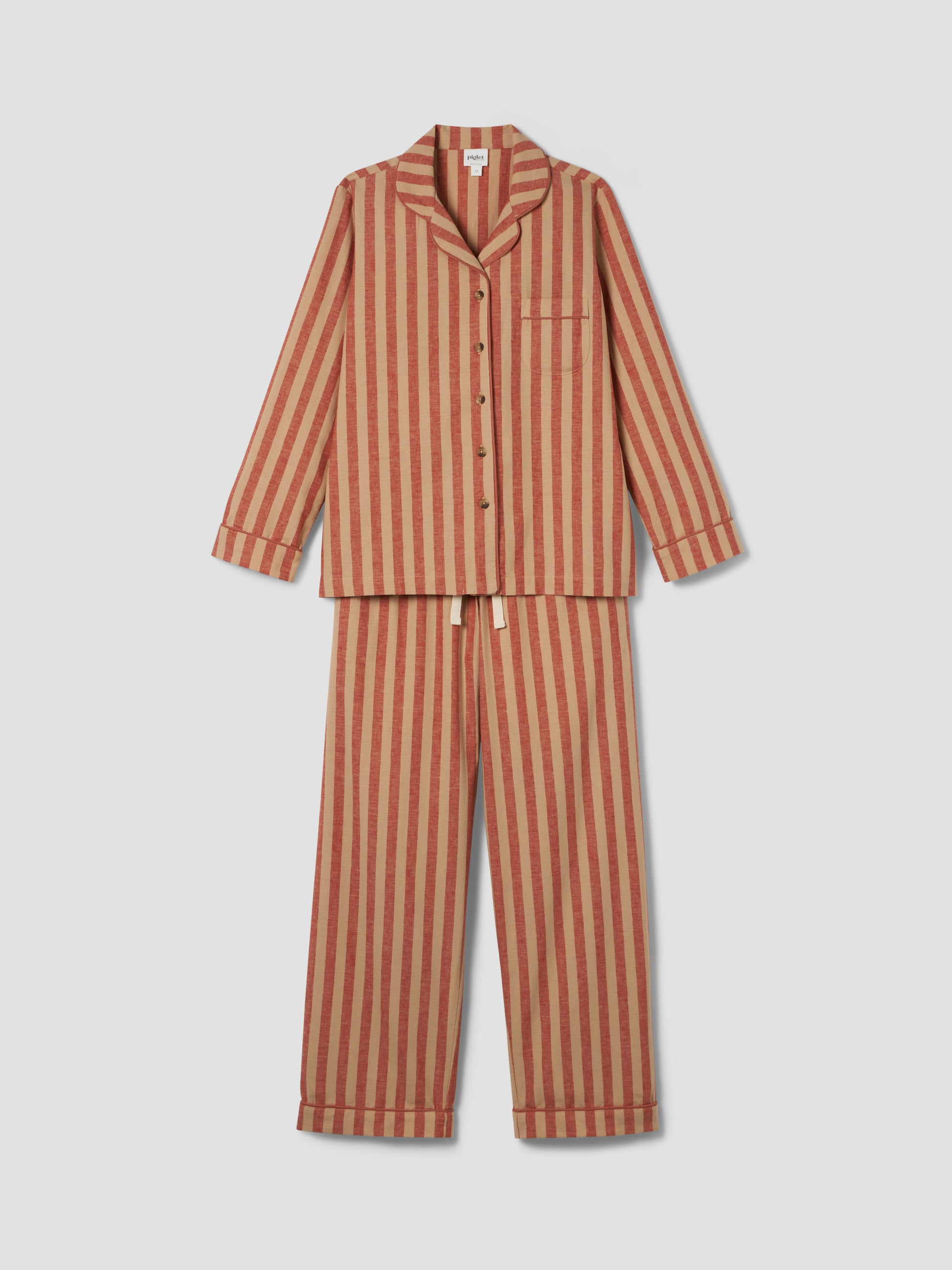Sandstone Red Pembroke Stripe Linen Blend Trouser Set