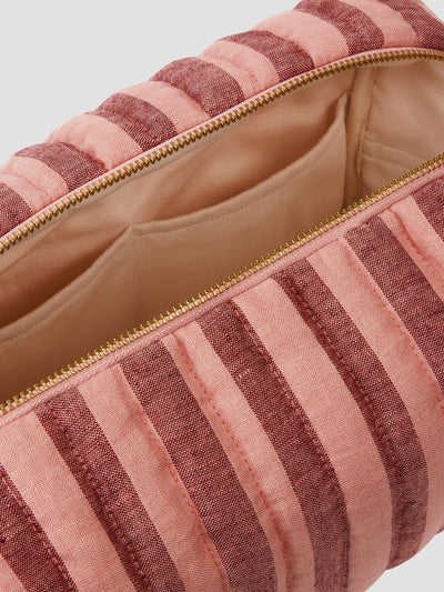 Rhubarb & Rose Pembroke Stripe Linen Blend Wash Bag