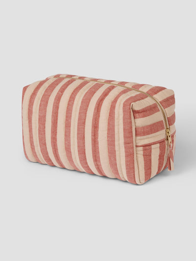 Sandstone Red Pembroke Stripe Linen Blend Wash Bag