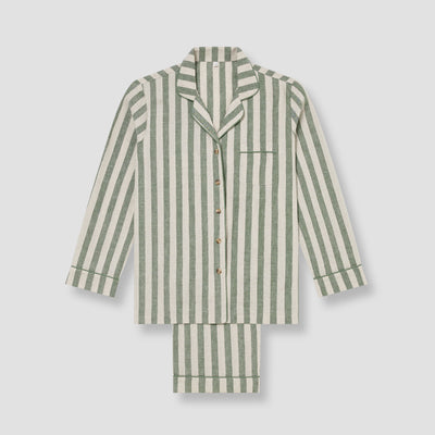 Fern Green Pembroke Stripe Linen Blend Pyjama Trouser Set - alternate image