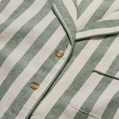 Fern Green Pembroke Stripe Linen Blend Pyjama Trouser Set