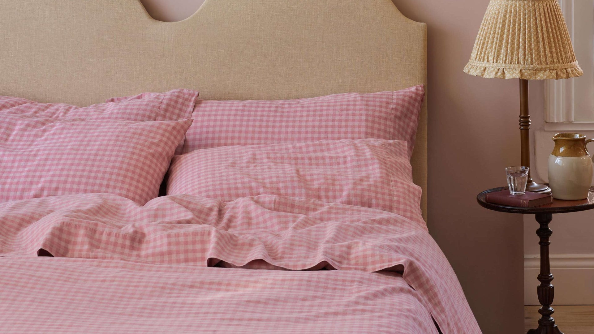 Pink Drenched Gingham Bedding