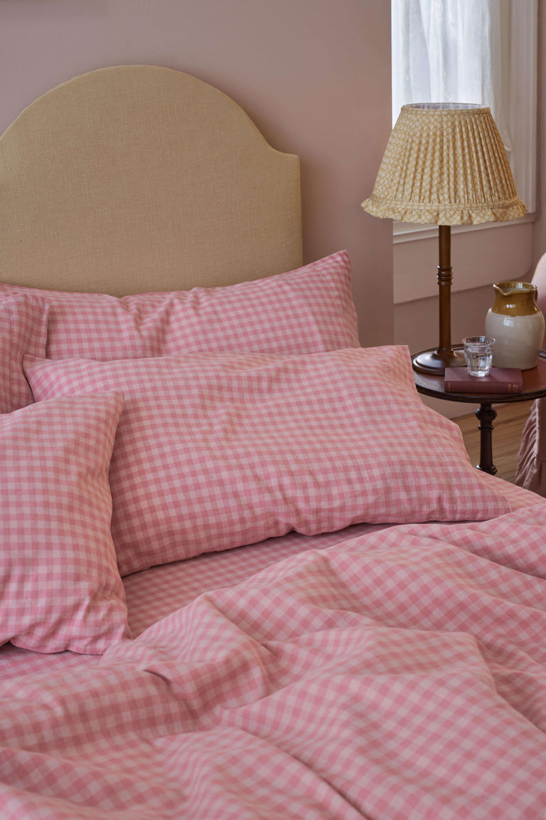 Pink Drenched Gingham Bedding
