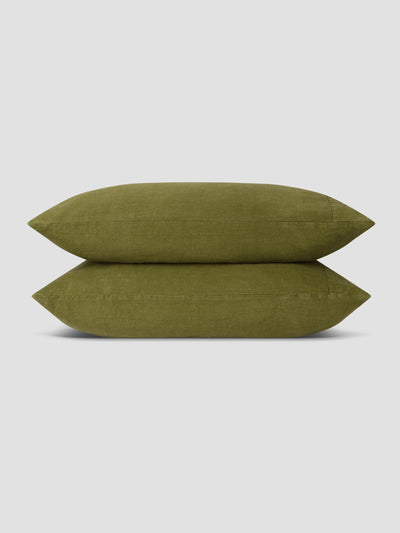 Botanical Green 100% Linen Pillowcases (Pair) - alternate image