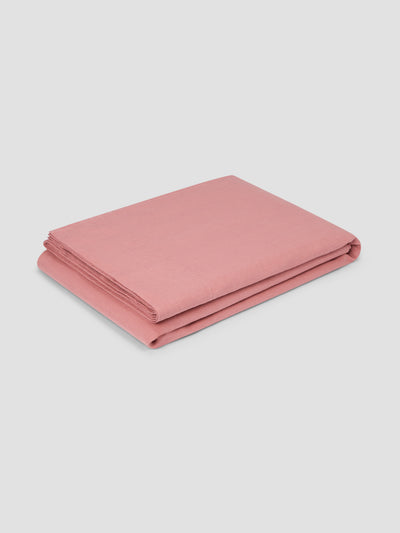 Drap plat en mélange de lin rose poudré