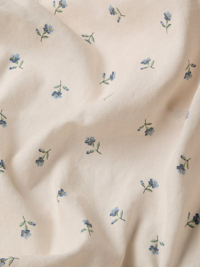 Dusk Blue Posy Bud Linen Blend Fitted Sheet - alternate image