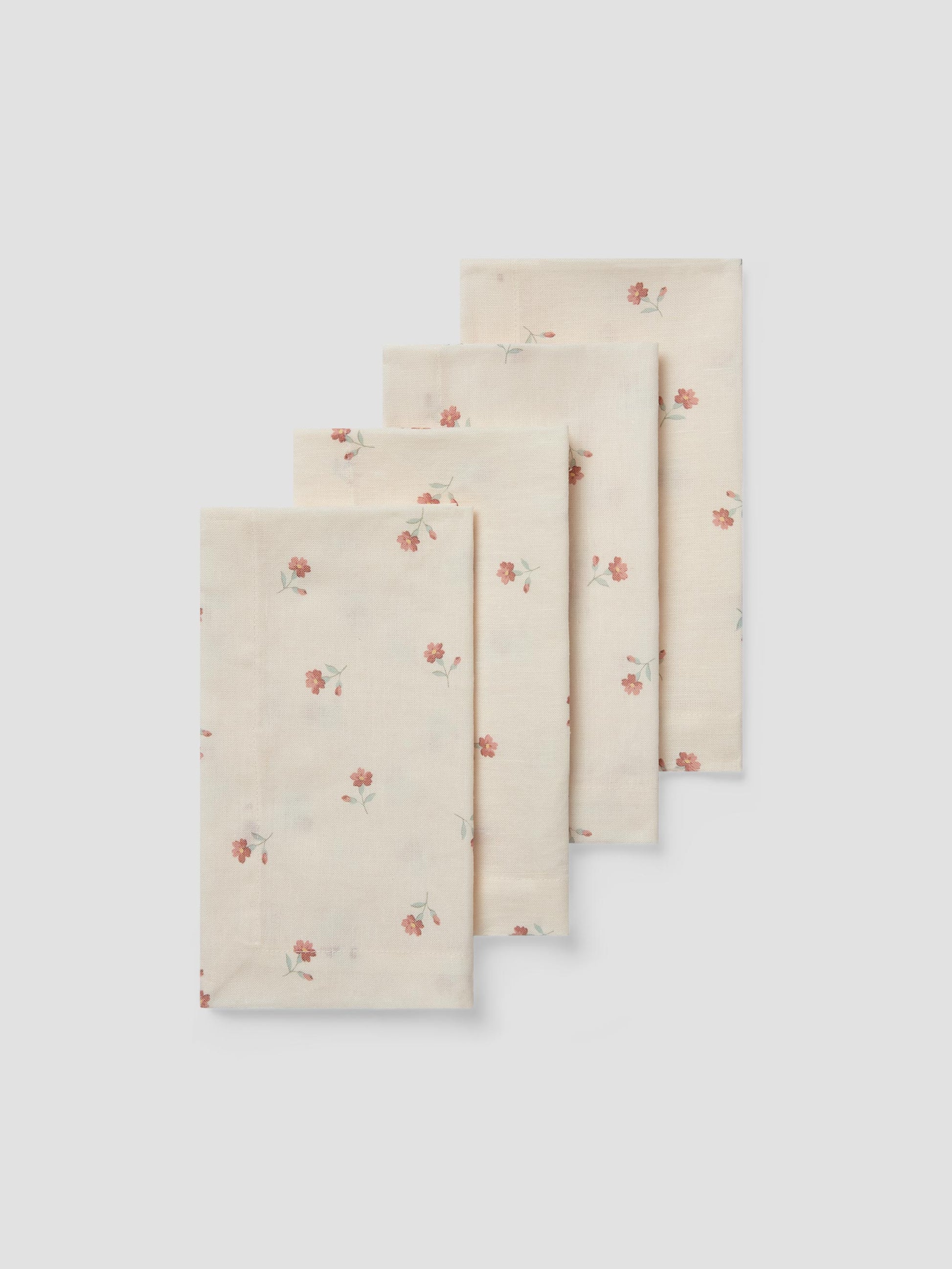 Pearl Posy Bud Linen Blend Napkin Set of 4