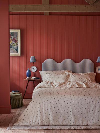 Dusk Blue Posy Bud Linen Blend Duvet Cover - alternate image