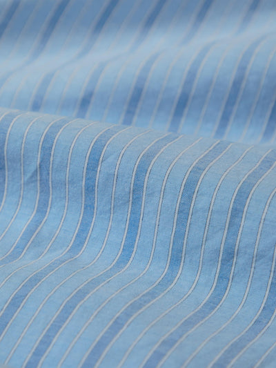 Pale Blue Favourite Shirt Stripe Cotton Fitted Sheet - alternate image