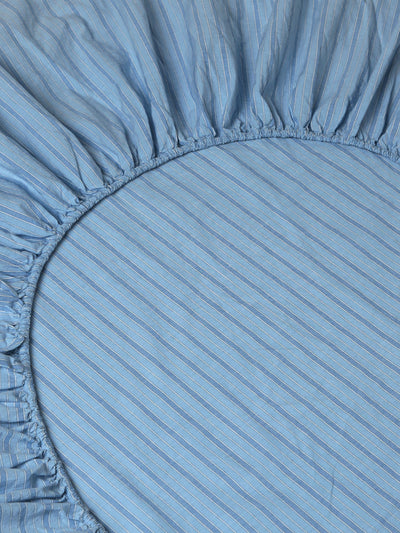 Pale Blue Favourite Shirt Stripe Cotton Fitted Sheet - alternate image