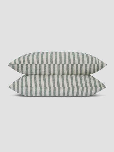 Fern Green Pembroke Stripe Linen Blend Pillowcases (Pair) - alternate image
