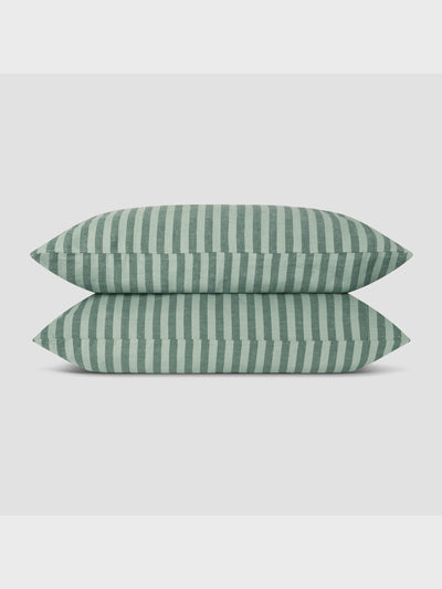 Pine Green Pembroke Stripe 100% Linen Pillowcases (Pair) - alternate image