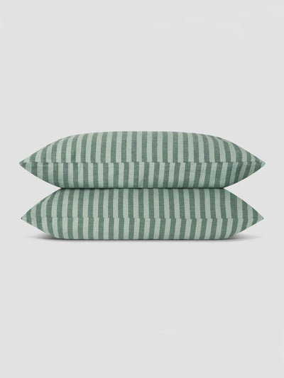 Pine Green Pembroke Stripe Linen Blend Pillowcases (Pair)