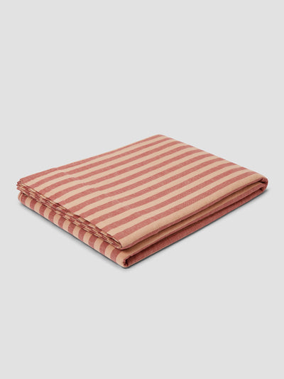 Sandstone Red Pembroke Stripe 100% Linen Flat Sheet - alternate image