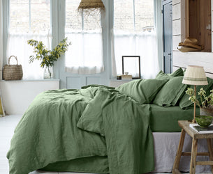 Elm Green Linen Blend Duvet Cover