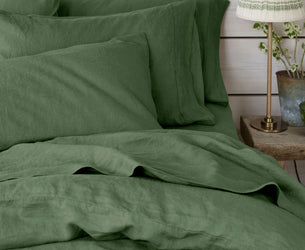 Elm Green Linen Blend Pillowcases (Pair)