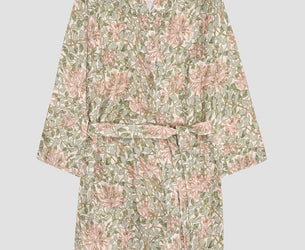 Soft Sage Honeysuckle Linen Robe