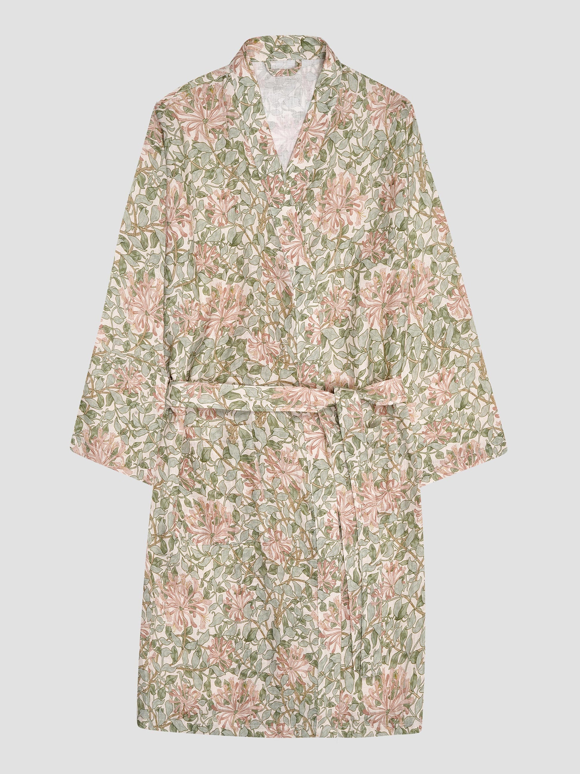 Soft Sage Honeysuckle Linen Robe