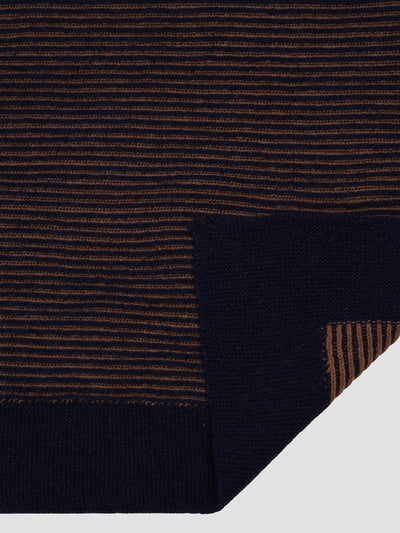 Navy Striped Knitted Throw - alternate image