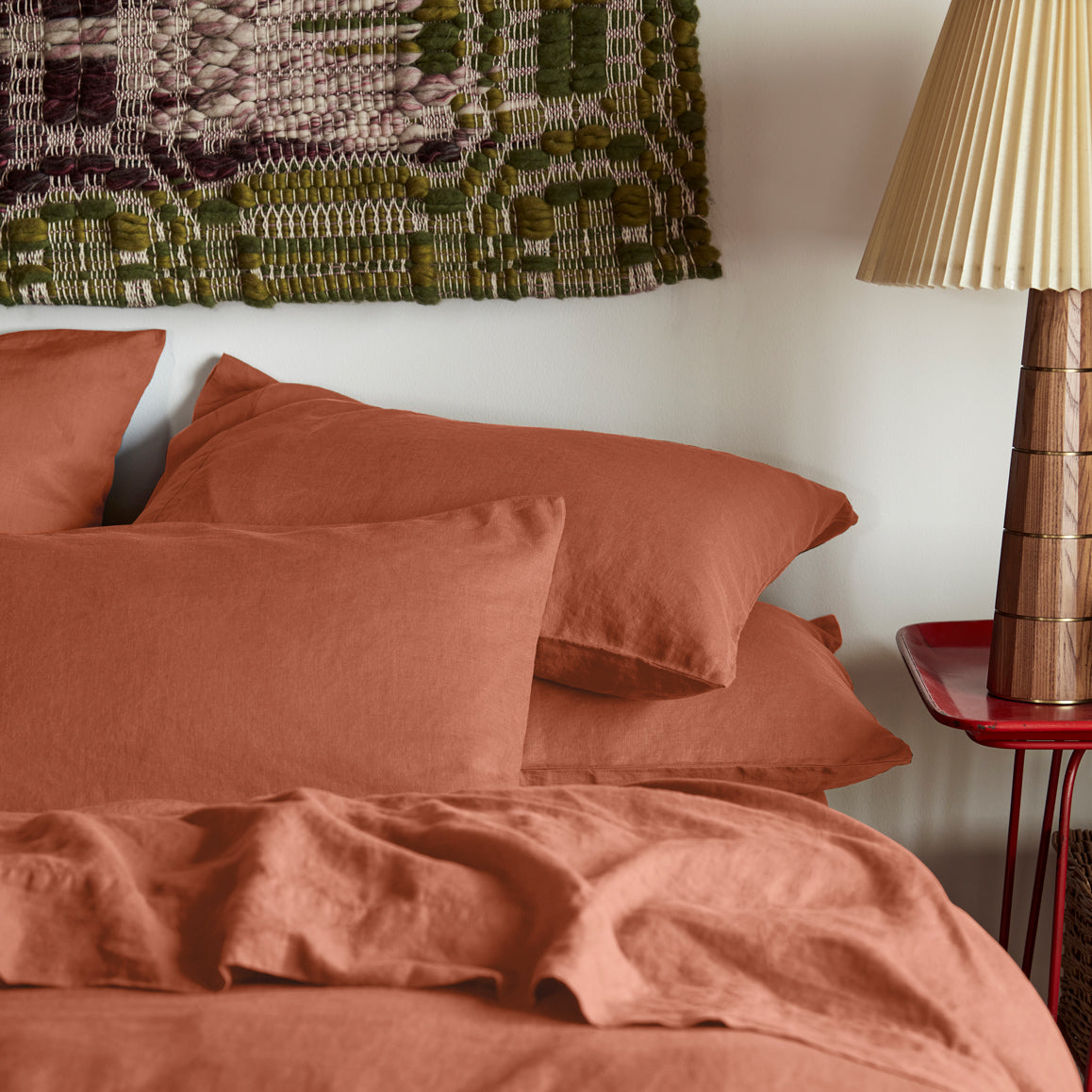 Burnt Orange Linen Blend Pillowcases (Pair)