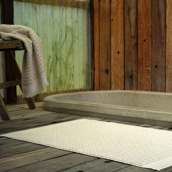 Birch Basketweave Cotton Mat and Bath Towel