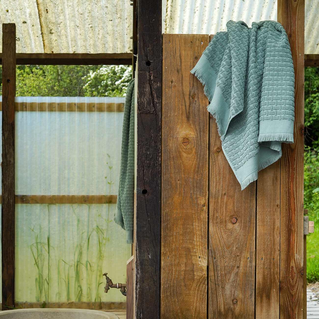 Ash Green Basketweave Cotton Bath Towel