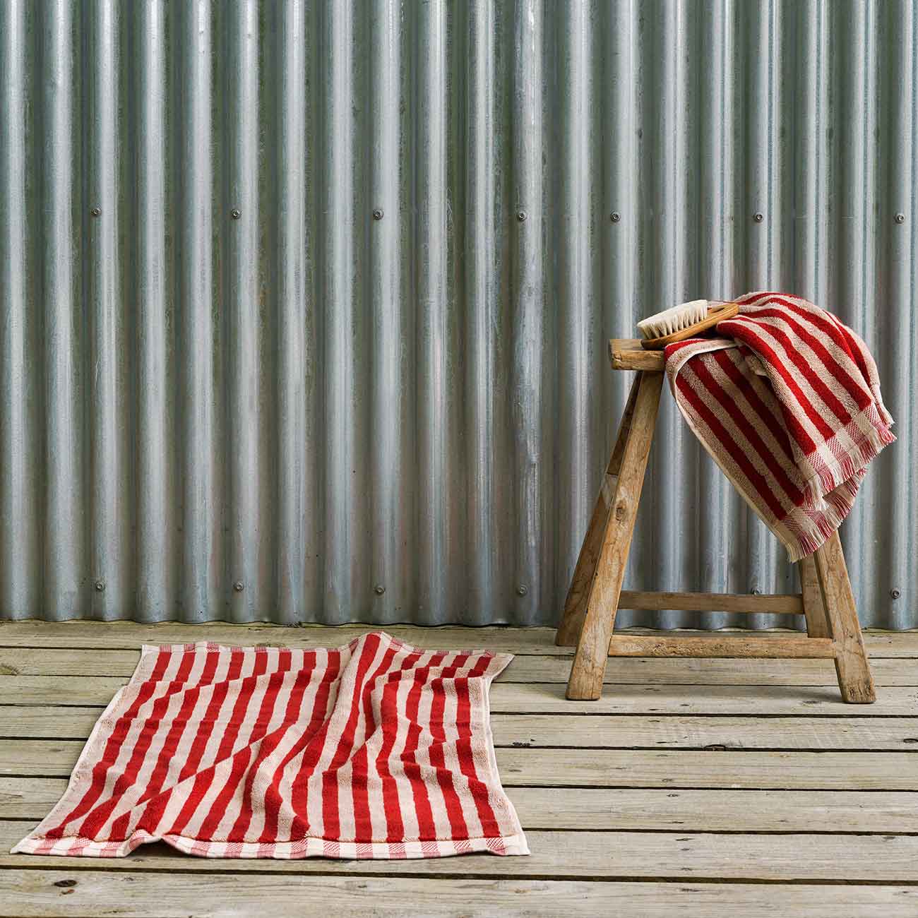Sandstone Pembroke Stripe Cotton Bath Mat