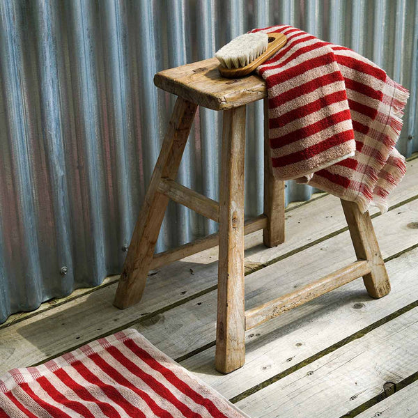 Sandstone Red Stripe Cotton Hand Towel and Mat