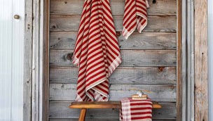 Sandstone Red Stripe Cotton Towels