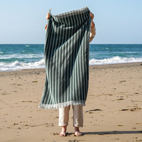 Pine Green Stripe Cotton Towel