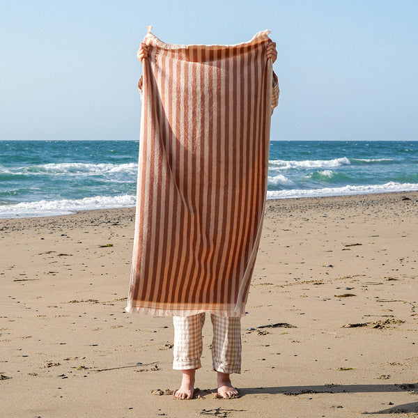 Sand Shell Stripe Cotton Towel