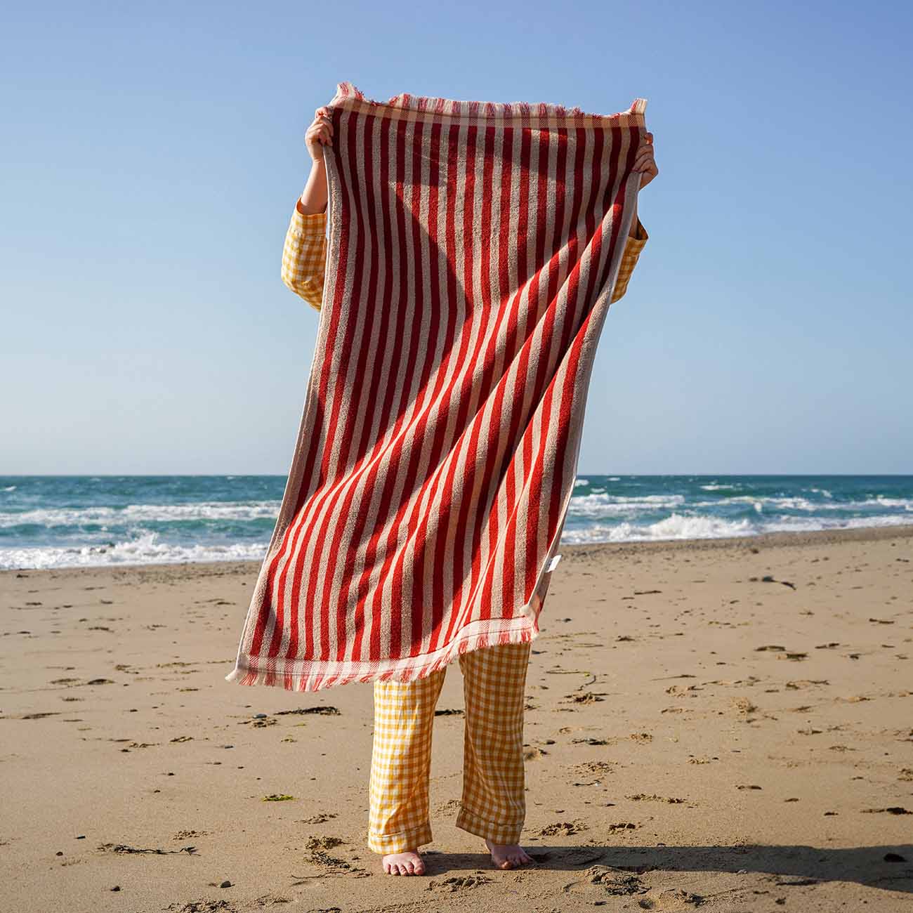 Sandstone Red Stripe Cotton Bath Towel