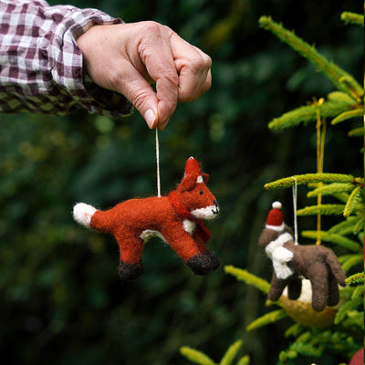 Felt Fox Christmas Decoration - alternate image
