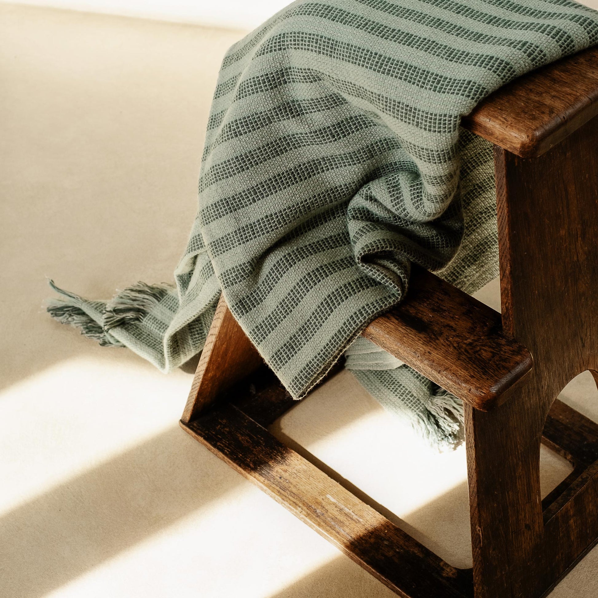 Pine Green Pembroke Stripe Wool Throw