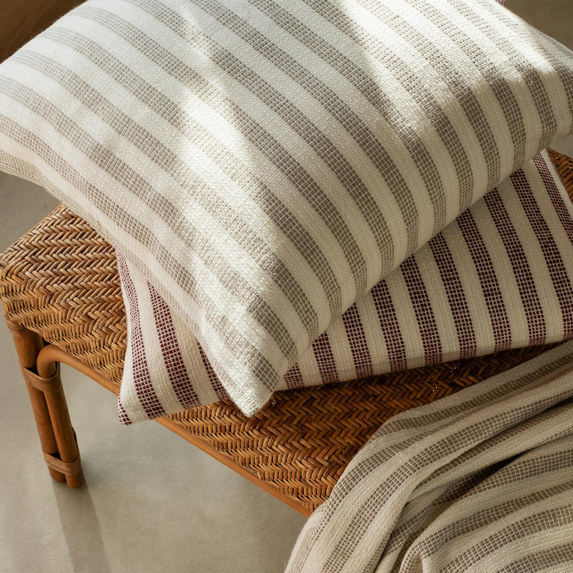 Oatmeal Pembroke Stripe Wool Cushion Cover